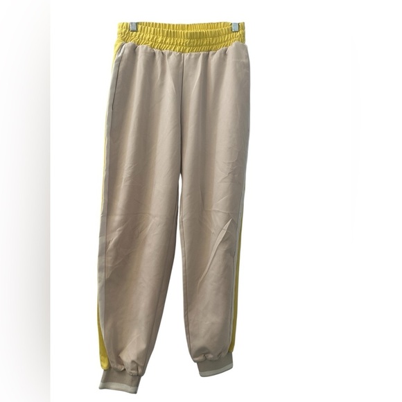 ZARA Women’s M Pink Yellow Side Stripe Jogger Pants Pockets Elastic Waist - Picture 1 of 8